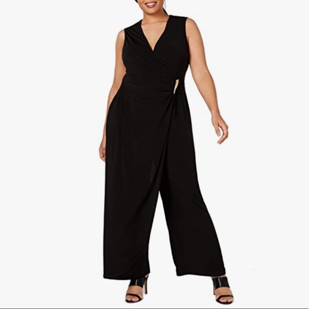Calvin Klein Black Overlay Wrap Jumpsuit
